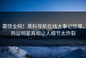 震惊全网！黑料导航在线大事记惊爆，热议明星真相让人细节太炸裂