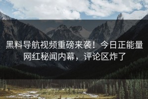 黑料导航视频重磅来袭！今日正能量网红秘闻内幕，评论区炸了