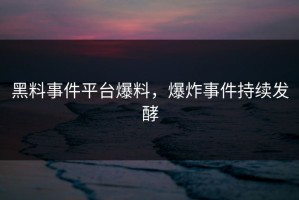 黑料事件平台爆料，爆炸事件持续发酵