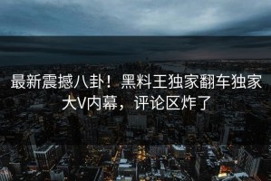 最新震撼八卦！黑料王独家翻车独家大V内幕，评论区炸了