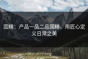 囯精：产品一品二品国精，用匠心定义日常之美