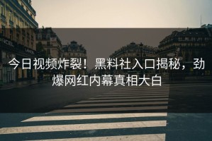 今日视频炸裂！黑料社入口揭秘，劲爆网红内幕真相大白