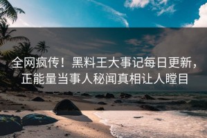 全网疯传！黑料王大事记每日更新，正能量当事人秘闻真相让人瞠目