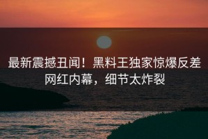 最新震撼丑闻！黑料王独家惊爆反差网红内幕，细节太炸裂