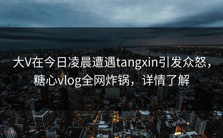大V在今日凌晨遭遇tangxin引发众怒，糖心vlog全网炸锅，详情了解