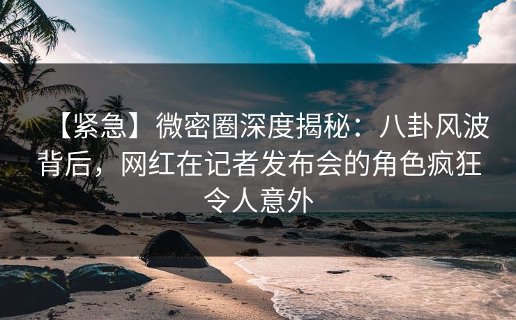 【紧急】微密圈深度揭秘:八卦风波背后,网红在记者发布会的角色疯狂令人意外 【紧急】微密圈深度揭秘:八卦风波背后,网红在记者发布会的角色疯狂令人意外