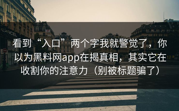 看到“入口”两个字我就警觉了，你以为黑料网app在揭真相，其实它在收割你的注意力（别被标题骗了）