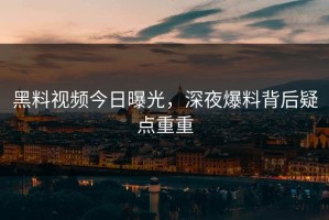 黑料视频今日曝光，深夜爆料背后疑点重重