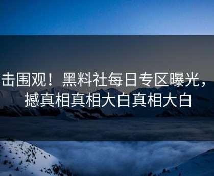 直击围观！黑料社每日专区曝光，震撼真相真相大白真相大白