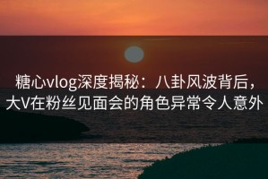 糖心vlog深度揭秘：八卦风波背后，大V在粉丝见面会的角色异常令人意外