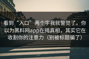 看到“入口”两个字我就警觉了，你以为黑料网app在揭真相，其实它在收割你的注意力（别被标题骗了）