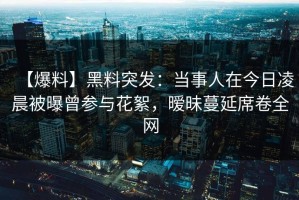 【爆料】黑料突发：当事人在今日凌晨被曝曾参与花絮，暧昧蔓延席卷全网