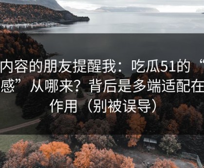 做内容的朋友提醒我：吃瓜51的“顺畅感”从哪来？背后是多端适配在起作用（别被误导）