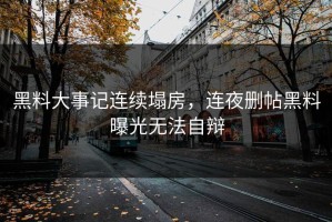 黑料大事记连续塌房，连夜删帖黑料曝光无法自辩