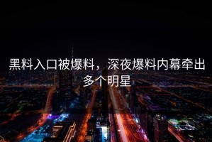 黑料入口被爆料，深夜爆料内幕牵出多个明星
