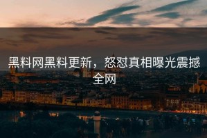 黑料网黑料更新，怒怼真相曝光震撼全网