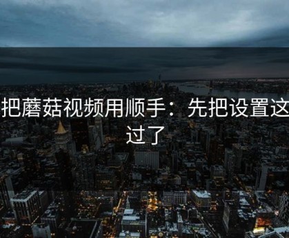 想把蘑菇视频用顺手：先把设置这关过了