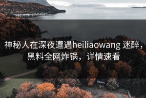 神秘人在深夜遭遇heiliaowang 迷醉，黑料全网炸锅，详情速看