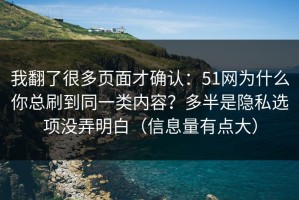 我翻了很多页面才确认：51网为什么你总刷到同一类内容？多半是隐私选项没弄明白（信息量有点大）