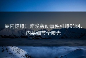 圈内惊爆！昨晚轰动事件引爆91网，内幕细节全曝光