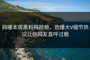 网曝本周黑料网视频，劲爆大V细节热议让你网友直呼过瘾