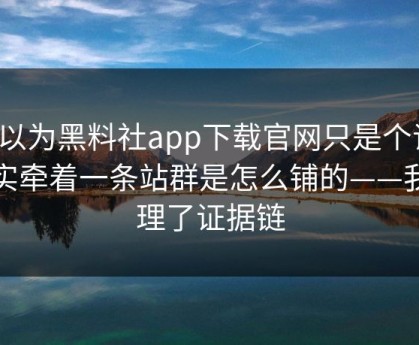 你以为黑料社app下载官网只是个词，其实牵着一条站群是怎么铺的——我整理了证据链