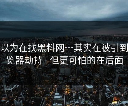 你以为在找黑料网…其实在被引到浏览器劫持 - 但更可怕的在后面