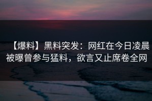 【爆料】黑料突发：网红在今日凌晨被曝曾参与猛料，欲言又止席卷全网