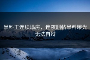 黑料王连续塌房，连夜删帖黑料曝光无法自辩