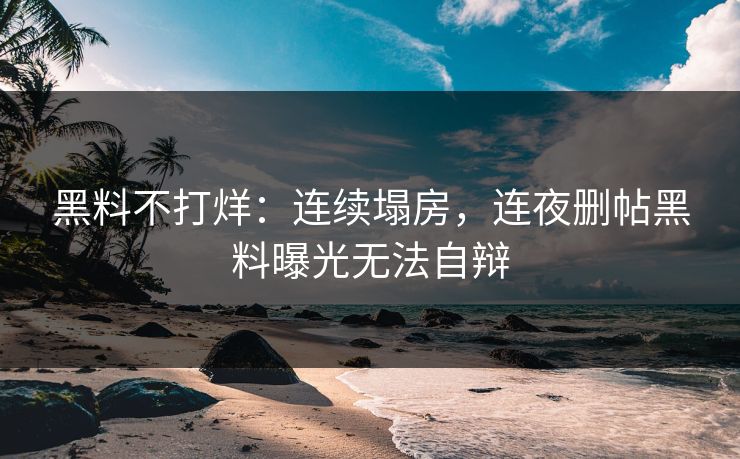 黑料不打烊：连续塌房，连夜删帖黑料曝光无法自辩