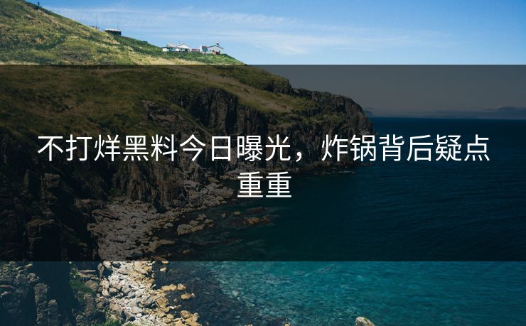 不打烊黑料今日曝光，炸锅背后疑点重重