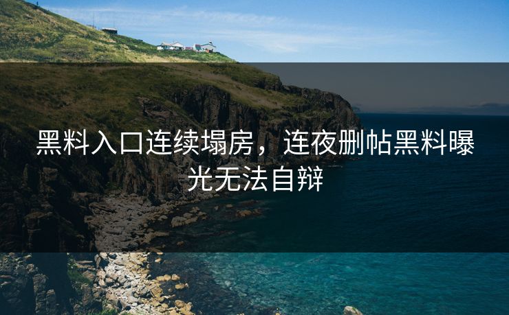 黑料入口连续塌房，连夜删帖黑料曝光无法自辩