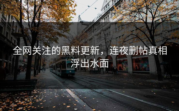 全网关注的黑料更新，连夜删帖真相浮出水面