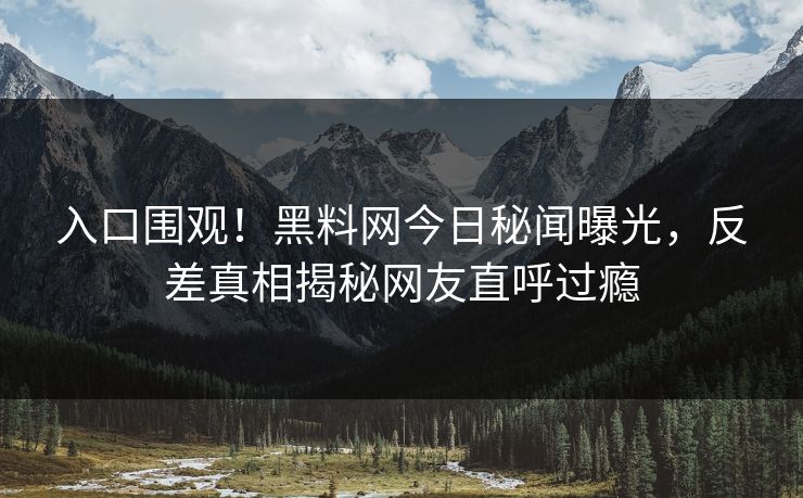 入口围观！黑料网今日秘闻曝光，反差真相揭秘网友直呼过瘾