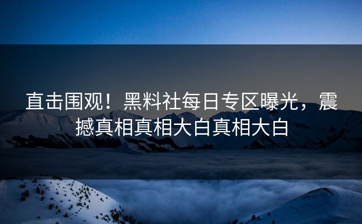直击围观！黑料社每日专区曝光，震撼真相真相大白真相大白
