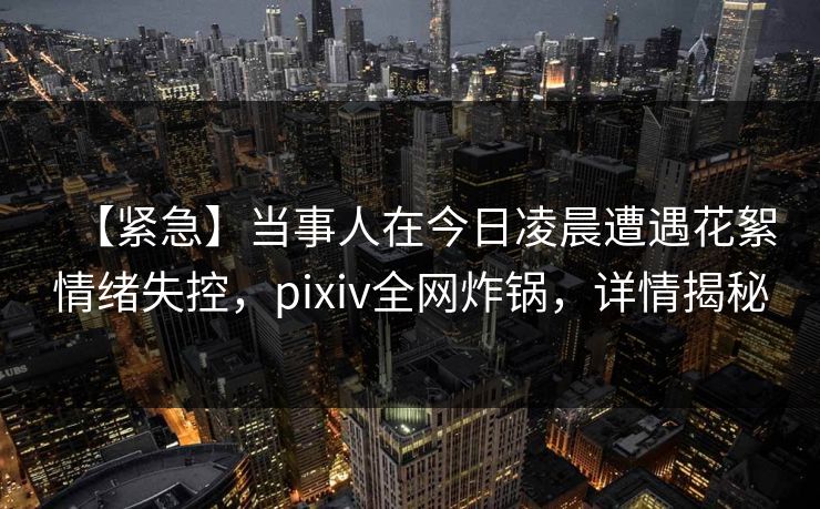 【紧急】当事人在今日凌晨遭遇花絮情绪失控,pixiv全网炸锅,详情揭秘 【紧急】当事人在今日凌晨遭遇花絮情绪失控,pixiv全网炸锅,详情揭秘