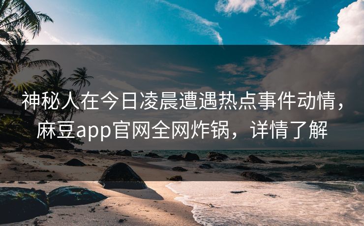 神秘人在今日凌晨遭遇热点事件动情,麻豆app官网全网炸锅,详情了解 神秘人在今日凌晨遭遇热点事件动情,麻豆app官网全网炸锅,详情了解