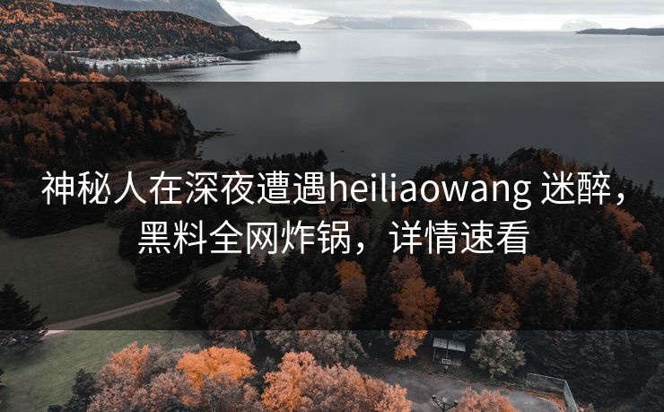 神秘人在深夜遭遇heiliaowang 迷醉，黑料全网炸锅，详情速看